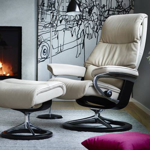 Moderner Sessel - VIEW SIGNATURE - Ekornes - Leder / Stoff / mit Fußstütze