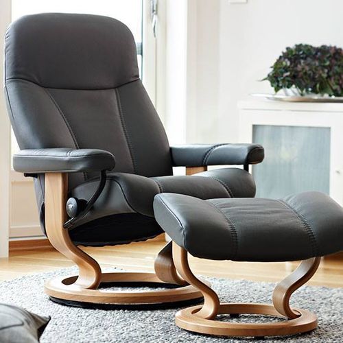 Moderner Sessel - CONSUL - Ekornes - Leder / Stoff / Holz