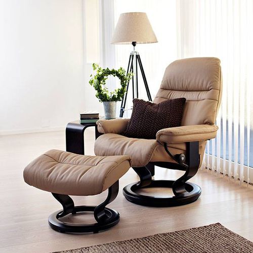 Moderner Sessel - SUNRISE - Ekornes - Leder / Stoff / mit Fußstütze