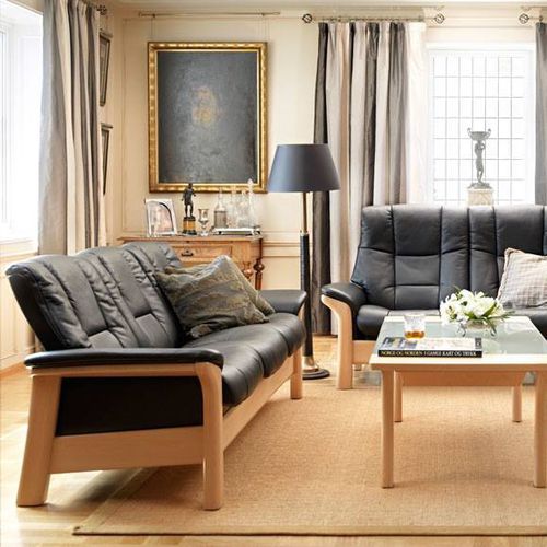 Klassisches Sofa - BUCKINGHAM - Ekornes - Stoff / Leder / schrägstellbar