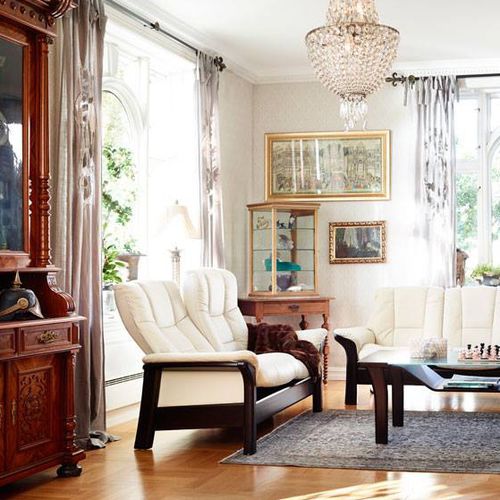 Klassisches Sofa - WINDSOR - Ekornes - Leder / weiß / blau