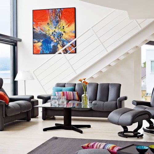 Modernes Sofa - LEGEND - Ekornes - Leder / mit Kopfstütze / schwarz
