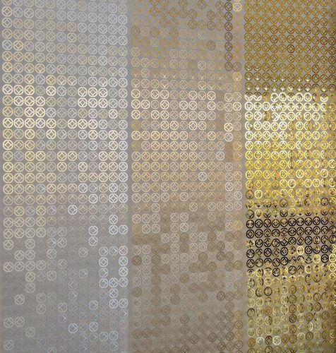 Faltenvorhang - BUBBLE ARABIC - LE LABO DESIGN - mit geometrischen Motiven / Aluminium / Edelstahl