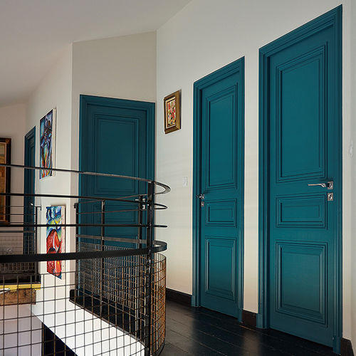 Tür für Innenbereich - HAUSSMANNIEN 3 PANNEAUX - ATELIER BERTOLI  Design Production - Eiche / Massivholz / Nussbaum