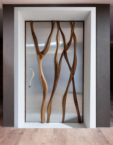Eingangstür - N&Eacute;O - ATELIER BERTOLI  Design Production - Nussbaum / Edelstahl / einflügelig