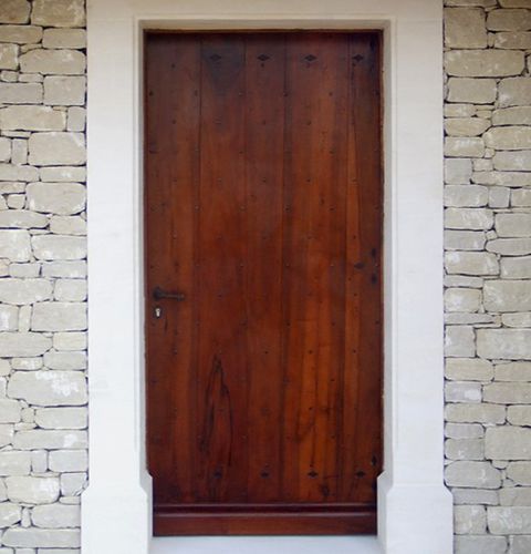 Eingangstür - PORTE A LAMES CROISÉES - ATELIER BERTOLI  Design Production - Eiche / Nussbaum / einflügelig