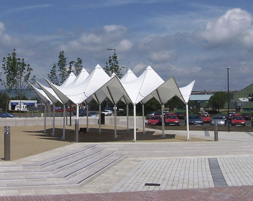 Vordach Flächentragwerk - PAGODA : MULTI - Fabric Architecture - Metallrahmen / für Unterstand / PVC-Folie