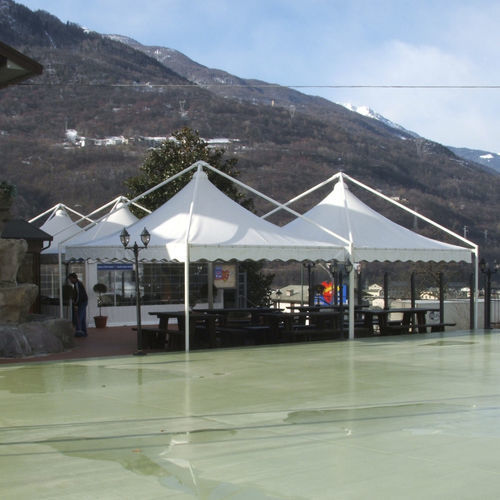 Pavillon / galvanisiertem Stahl - Pagoda New - SPRECH S.r.l. - flammenhemmender Stoff / Stoffdach / mit PVC-Dach