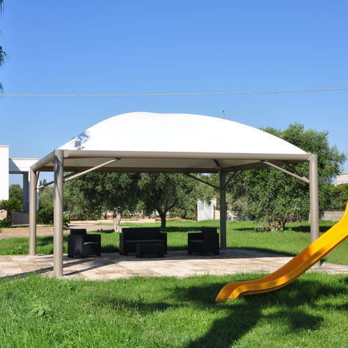 Pavillon / galvanisiertem Stahl - Cicogna Ambra - SPRECH S.r.l. - flammenhemmender Stoff / Polycarbonat / Stoffdach