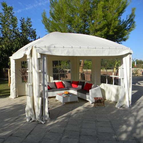 Pavillon / galvanisiertem Stahl - Cicogna Gemma - SPRECH S.r.l. - flammenhemmender Stoff / Stoffdach / mit PVC-Dach