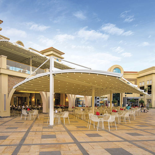 Selbsttragende Pergola - Arcorel - SPRECH S.r.l. - Aluminium / Stahl / mit Stoffüberdachung