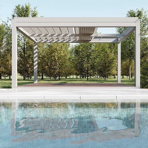 Pergola mit Sonnenschutzlamellen - SPRECH S.r.l. - selbsttragend / angebaut / Aluminium