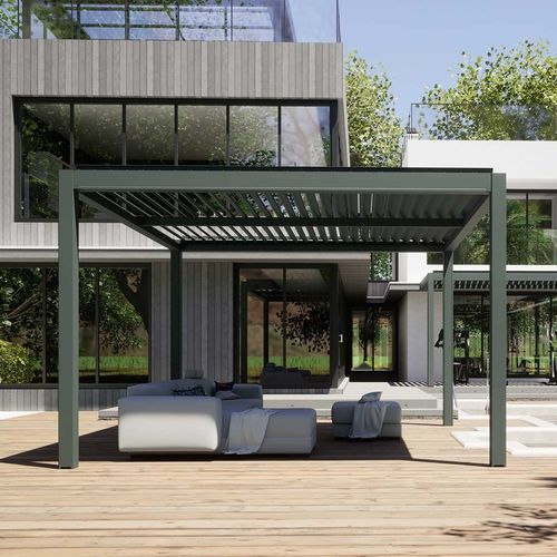 Selbsttragende Pergola - QBox Easy - SPRECH S.r.l. - angebaut / Aluminium / Edelstahl