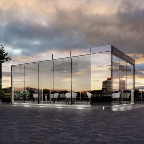 Selbsttragende Pergola - QBox Mirror - SPRECH S.r.l. - Aluminium / Stahl / Glas