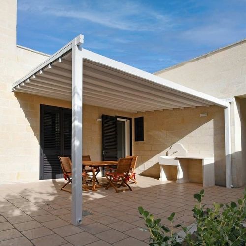 Angebaute Pergola - Saturno - SPRECH S.r.l. - Aluminium / Stahl / PVC Faltdach