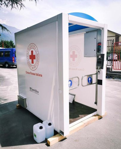 Stahl-Desinfektionstunnel - SanitiBox - SPRECH S.r.l. - PVC / sanitär / für öffentliche Plätze