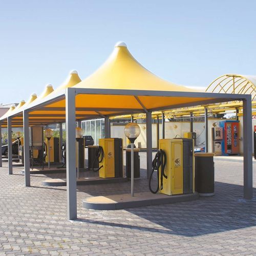 Pavillon / galvanisiertem Stahl - Airone Max - SPRECH S.r.l. - flammenhemmender Stoff / Stoffdach / mit PVC-Dach