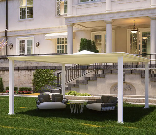 Selbsttragende Pergola - Qbox Tenso - SPRECH S.r.l. - angebaut / Aluminium / Stahl