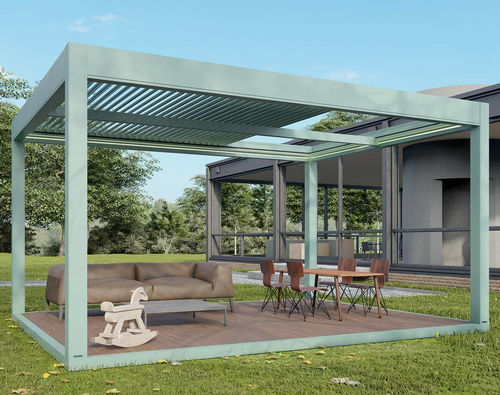 Selbsttragende Pergola - QBox Smart - SPRECH S.r.l. - angebaut / Aluminium / Stahl