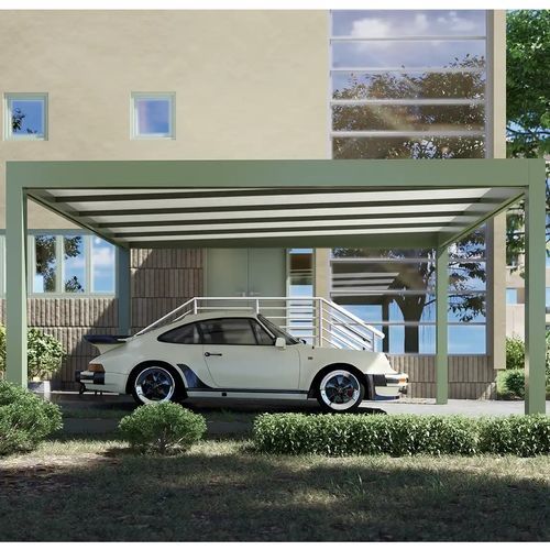 Selbsttragende Pergola - QBox Linea - SPRECH S.r.l. - angebaut / Stahl / mit Stoffüberdachung
