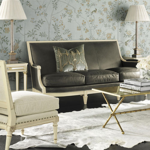 Klassische Tapete - CHATSWORTH - DE GOURNAY - Blumenmotiv / chinesisches Motiv / Stoffoptik