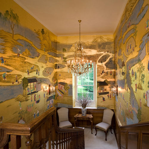 Klassische Tapete - COUTTS - DE GOURNAY - Seide / chinesisches Motiv / Stoffoptik