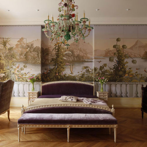Klassische Tapete - LE BRESIL - DE GOURNAY - Motiv / Stoffoptik / handgemalt