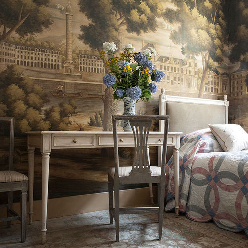 Klassische Tapete - MONUMENTS OF PARIS - DE GOURNAY - Städtemotiv / Stoffoptik / handgemalt