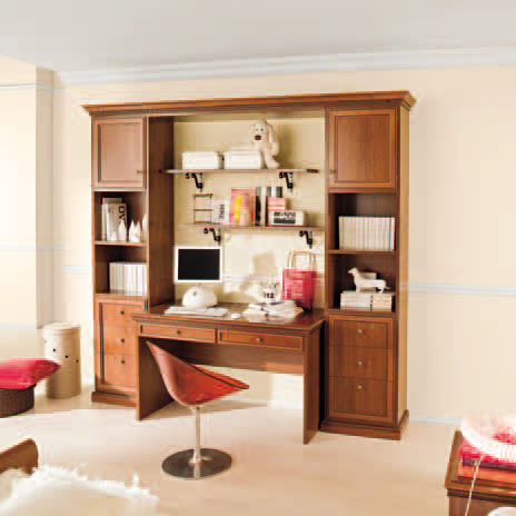 Moderner Schreibtisch - OPERA RAGAZZI-01 - Corazzin Group - Contract & hotel - Holz / mit Regal / mit Gestell aus Paneelen
