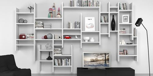 Wandmontiertes Bücherregal - 7RF5300 - Mobilstella - modern / weiß