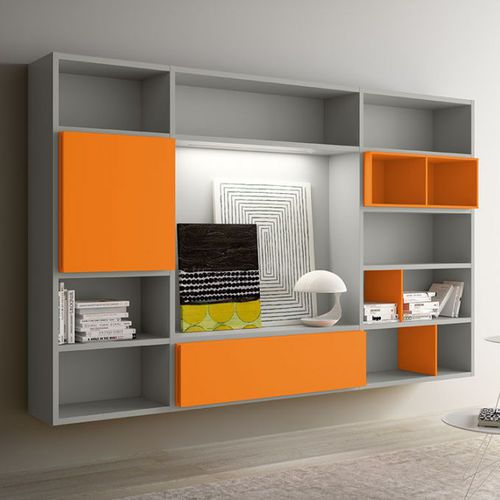 Moderne Wohnwand - LOGIC BOOK-02 - Morassutti Arredamenti - lackiertes Holz