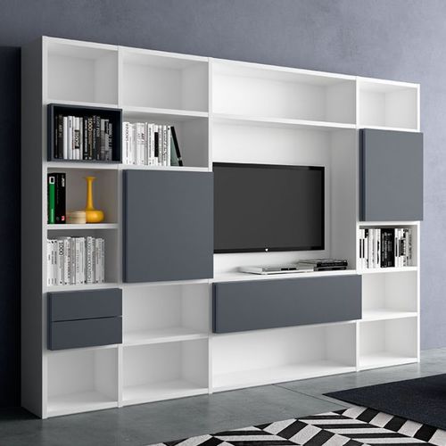 Moderne Wohnwand - LOGIC BOOK-03 - Morassutti Arredamenti - lackiertes Holz