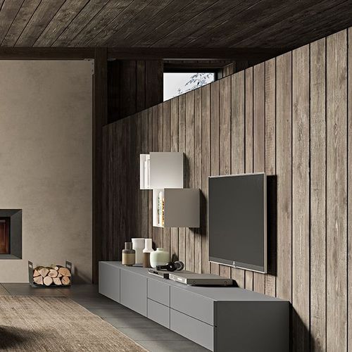 Moderne Wohnwand - LIVE-02 - Morassutti Arredamenti - lackiertes Holz