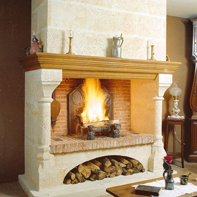 Holzkamin - CONTEVILLE - CHEMINEES ET CUISINES JEAN MAGNAN - Gas / Einbau / für Wandmontage
