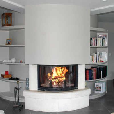 Holzkamin - CHAMONIX  - CHEMINEES ET CUISINES JEAN MAGNAN - Gas / Einbau / für Wandmontage