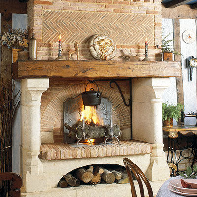 Holzkamin - VILLERS - CHEMINEES ET CUISINES JEAN MAGNAN - Gas / Einbau / für Wandmontage