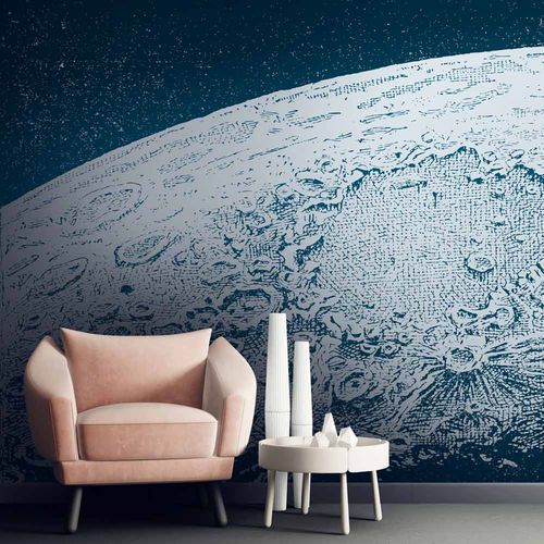 Tapete / originelles Design - MOON MN3028 - LGD01 décor mural sur mesure - Panorama / Stoffoptik / blau