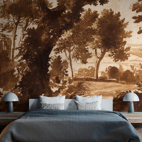 Klassische Tapete - PAYSAGE AVEC UN TEMPLE - LGD01 décor mural sur mesure - Naturmotiv / Blumenmotiv / Stoffoptik