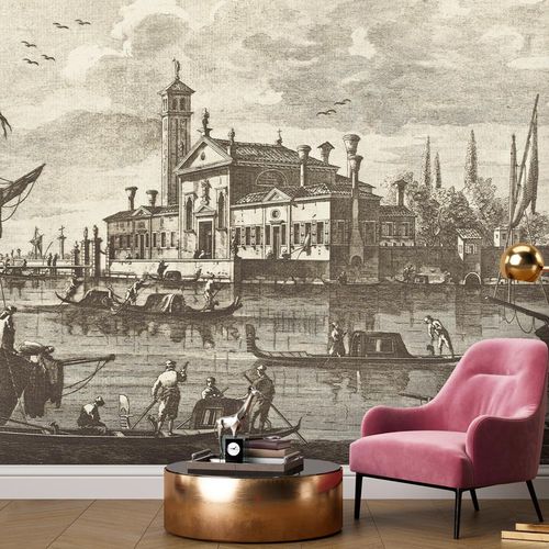 Klassische Tapete - ESTAMPEENTRE 1890 - LGD01 décor mural sur mesure - Städtemotiv / Tapetenoptik / Farbe anpassbar