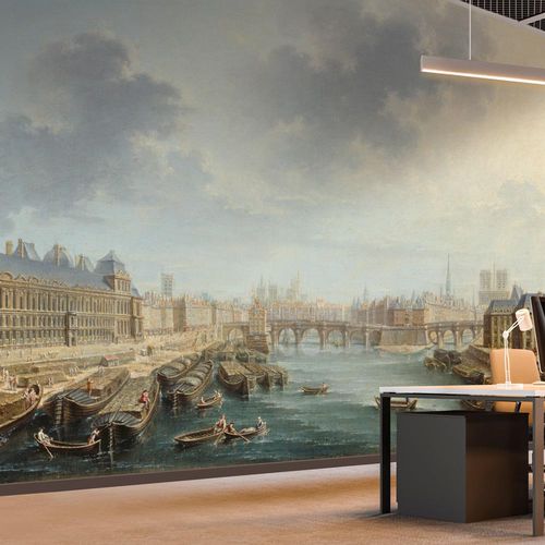 Klassische Tapete - LA SEINE EN AVAL DU PONT NEUF, À PARIS - LGD01 décor mural sur mesure - Städtemotiv / Stoffoptik / Farbe anpassbar