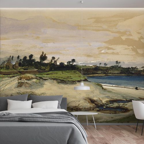 Klassische Tapete - PLAGE DES ENVIRONS DE SAINT SERVAN - LGD01 décor mural sur mesure - Naturmotiv / Stoffoptik / Farbe anpassbar