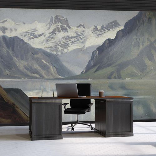 Klassische Tapete - LAC ET MONTAGNES - LGD01 décor mural sur mesure - Naturmotiv / Stoffoptik / Farbe anpassbar