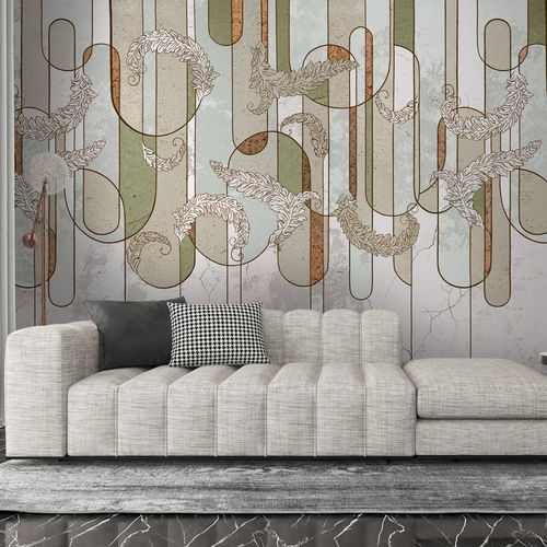 Tapete / originelles Design - GENUS GS4830 - LGD01 décor mural sur mesure - Panorama / mit geometrischen Motiven / Stoffoptik