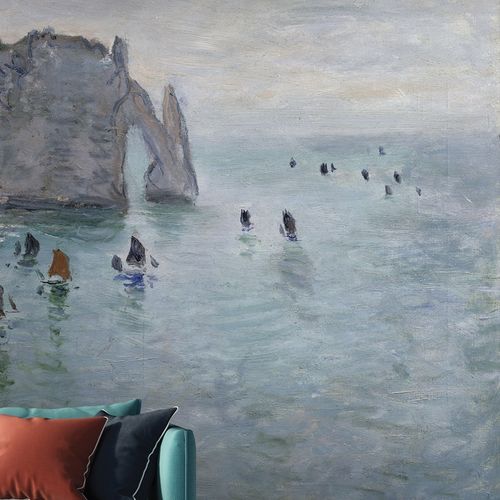 Klassische Tapete - ETRETAT - LGD01 décor mural sur mesure - Naturmotiv / Stoffoptik / Farbe anpassbar