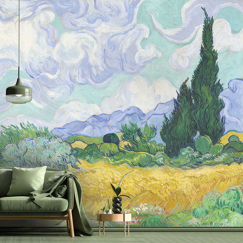 Klassische Tapete - UN CHAMP DE BLE - LGD01 décor mural sur mesure - Naturmotiv / Stoffoptik / Farbe anpassbar