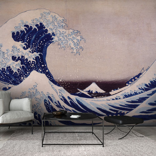 Klassische Tapete - SOUS LA VAGUE - LGD01 décor mural sur mesure - Wellenmotiv / Stoffoptik / Farbe anpassbar