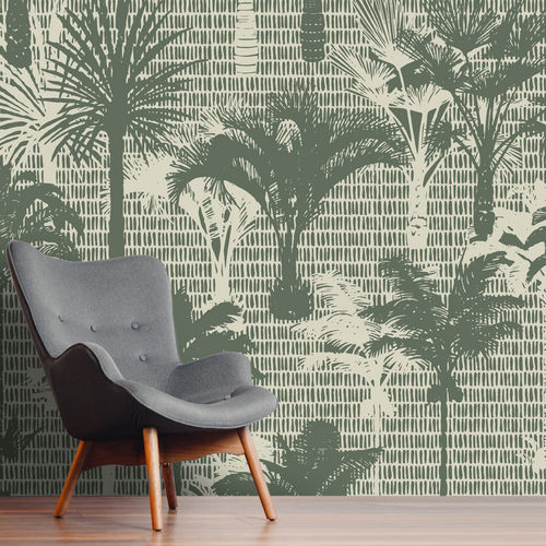 Moderne Tapete - SILWET SW3049 - LGD01 décor mural sur mesure - Blumenmotiv / grün / Vlies