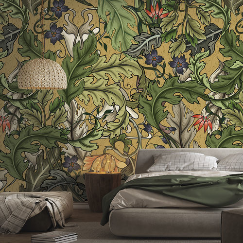Moderne Tapete - FOGLIA FG2608 - LGD01 décor mural sur mesure - Blumenmotiv / Panorama / grün