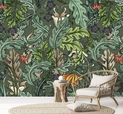 Moderne Tapete - FOGLIA FG4082 - LGD01 décor mural sur mesure - Blumenmotiv / Panorama / grün
