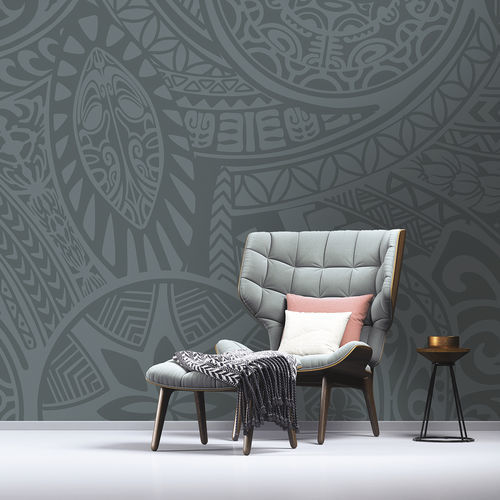 Ethno-Tapete - POLYNESIA PL3809 - LGD01 décor mural sur mesure - Panorama / geometrisches Muster / blau
